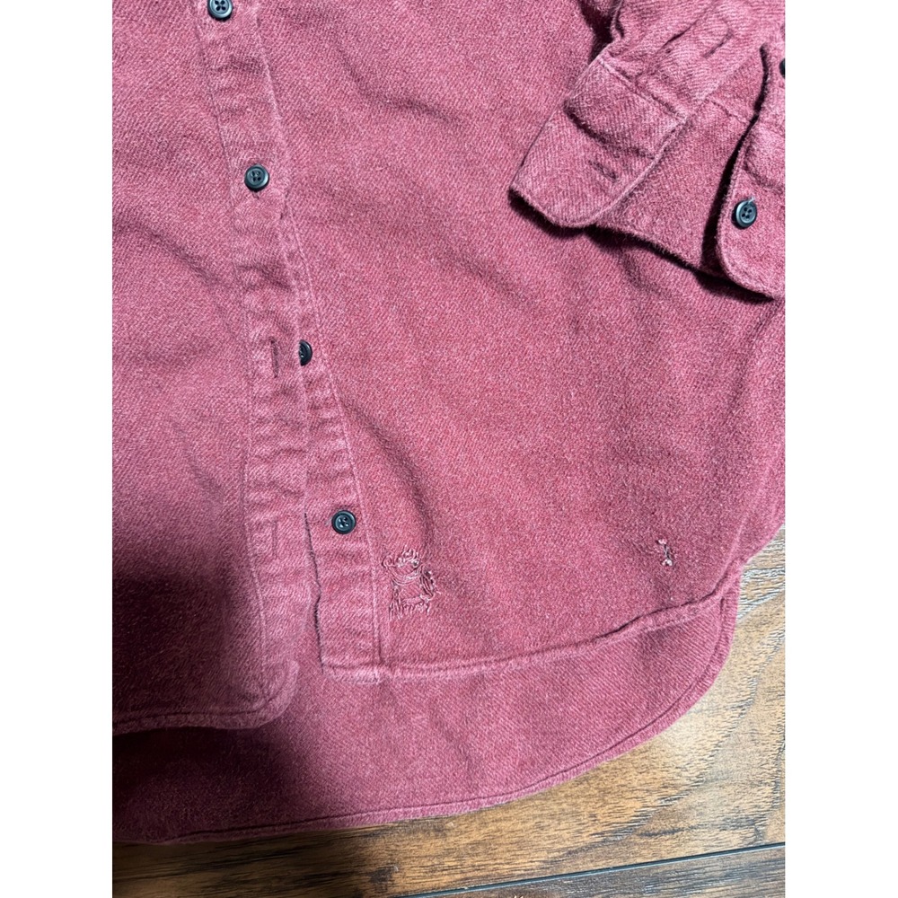 Madewell Burgundy Flannel Button Down Shirt Cotton Long Sleeve Wine Red Small‎ - Picture 3 of 5